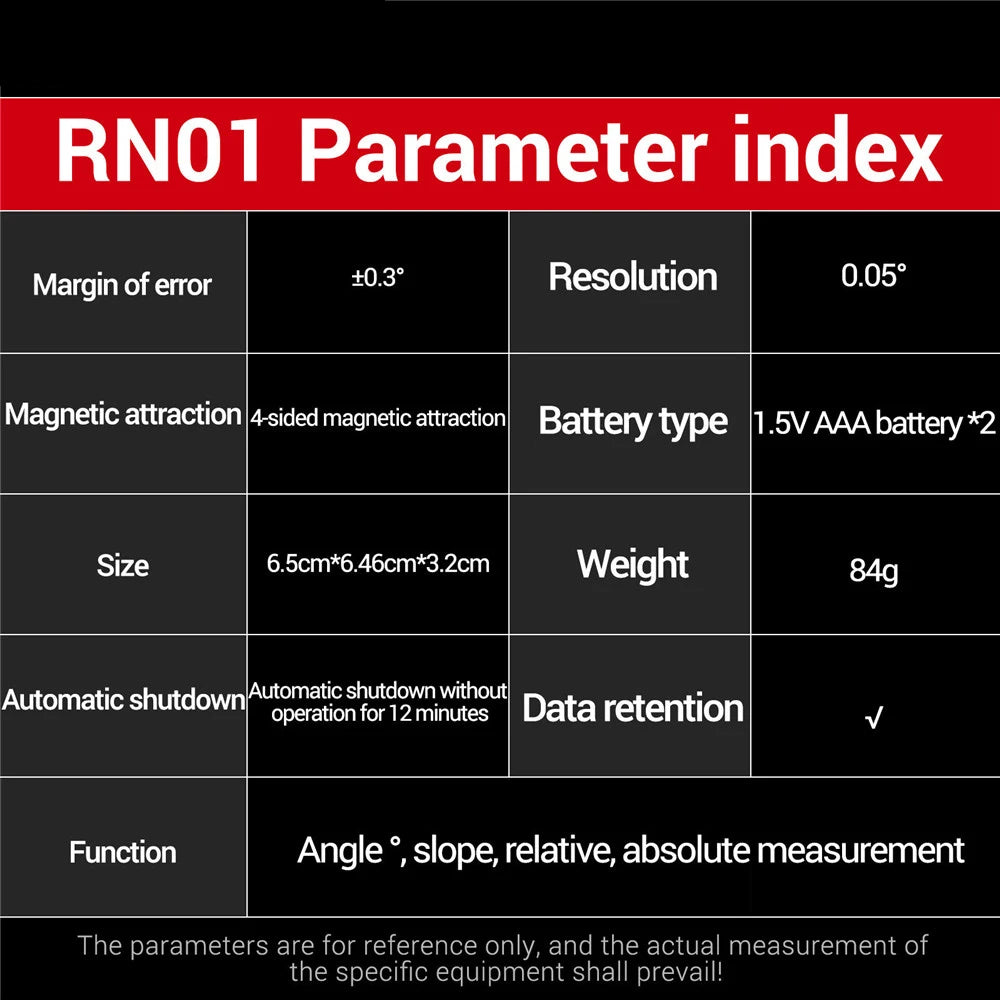 Digital Laser Level with LCD Backlight Tiltmeter 360 Degree Four Sided Magnetic Level Gauge Slope Measurement Meter