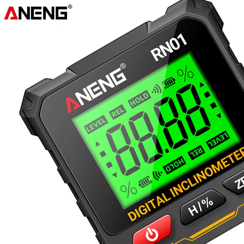Digital Laser Level with LCD Backlight Tiltmeter 360 Degree Four Sided Magnetic Level Gauge Slope Measurement Meter
