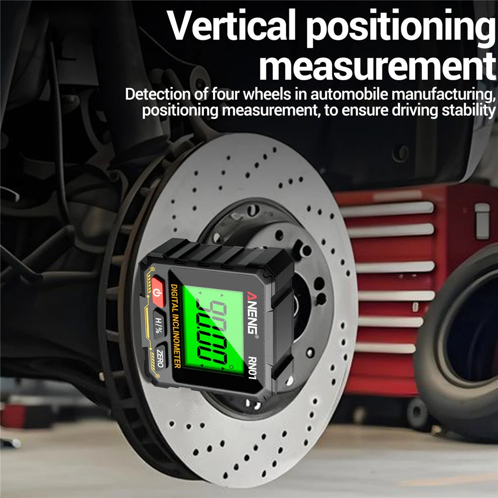 Digital Laser Level with LCD Backlight Tiltmeter 360 Degree Four Sided Magnetic Level Gauge Slope Measurement Meter