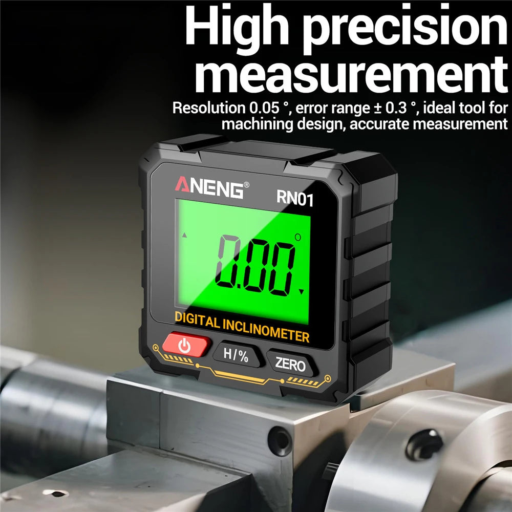Digital Laser Level with LCD Backlight Tiltmeter 360 Degree Four Sided Magnetic Level Gauge Slope Measurement Meter
