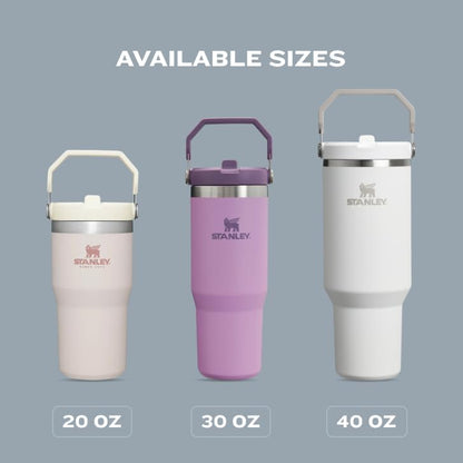 Iceflow Stainless Steel Tumbler - Vacuum Insulated Water Bottle for Home, Office or Car Reusable Cup with Straw Leak Resistant Flip Cold for 12 Hours or Iced for 2 Days, Ash, 30OZ
