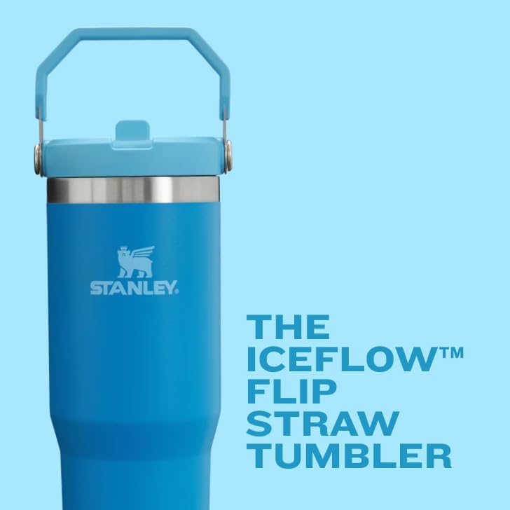 Iceflow Stainless Steel Tumbler - Vacuum Insulated Water Bottle for Home, Office or Car Reusable Cup with Straw Leak Resistant Flip Cold for 12 Hours or Iced for 2 Days, Ash, 30OZ