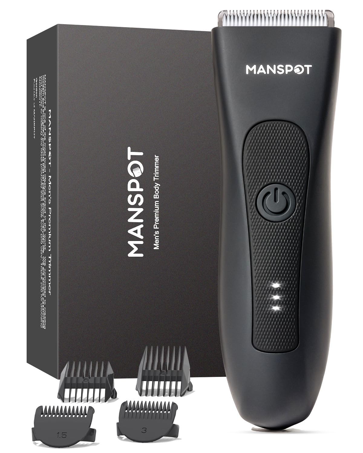 Manscape Groin & Body Hair Trimmer for Men, Electric Ball Pubic Trimmer Shaver,Manscape Kit with 4 Guard,Replaceable Ceramic Blade Heads,Waterproof Wet/Dry Shaver,90 Minutes Shaving
