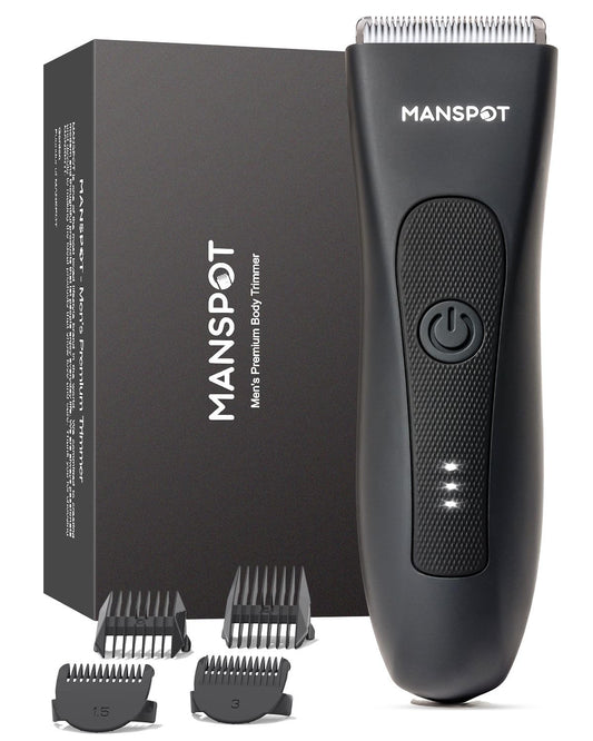 Manscape Groin & Body Hair Trimmer for Men, Electric Ball Pubic Trimmer Shaver,Manscape Kit with 4 Guard,Replaceable Ceramic Blade Heads,Waterproof Wet/Dry Shaver,90 Minutes Shaving