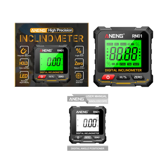 Digital Laser Level with LCD Backlight Tiltmeter 360 Degree Four Sided Magnetic Level Gauge Slope Measurement Meter
